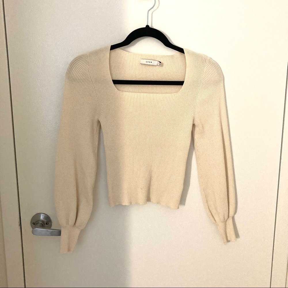 SOLD! Cream balloon sleeve sweater